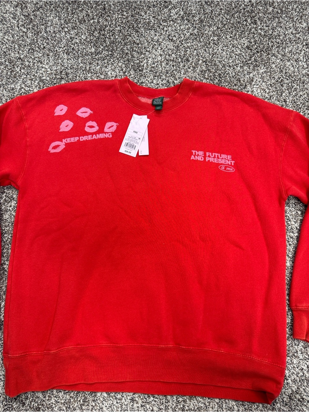NWT Red "Keep Dreaming" Oversized Crewneck Sweater